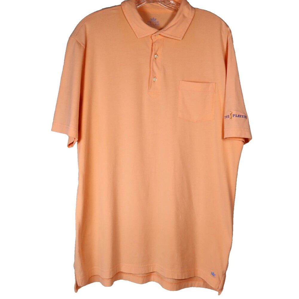 Peter Millar Golf Polo Shirt Mens Sz Medium Peach Seaside Wash THE PLAYERS Logo - Picture 4 of 11
